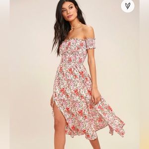Lulus floral off the shoulder midi dress
